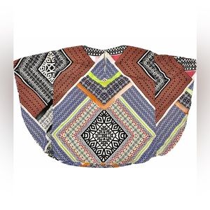 Red Ranch Winged Blouse Colorful Geometric Designs Boho Batwing Size S Pre-owned